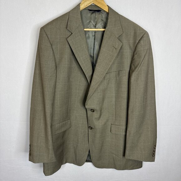 Burberry London Other - Burberry London Men’s 44R Blazer Sport Coat 100% Wool‎ Windowpane Taupe Gray